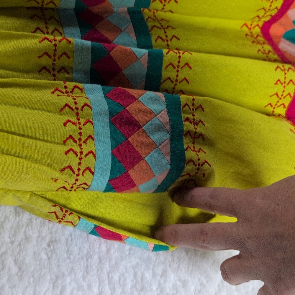 608-Leifsdottir Aztec Colorful Dress in Yellow and Pink - Picture 7 of 9